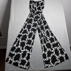 Ariella Jumpsuit Women Small NWT Black Sleeveless Lattice Belt Wide Leg Stretch